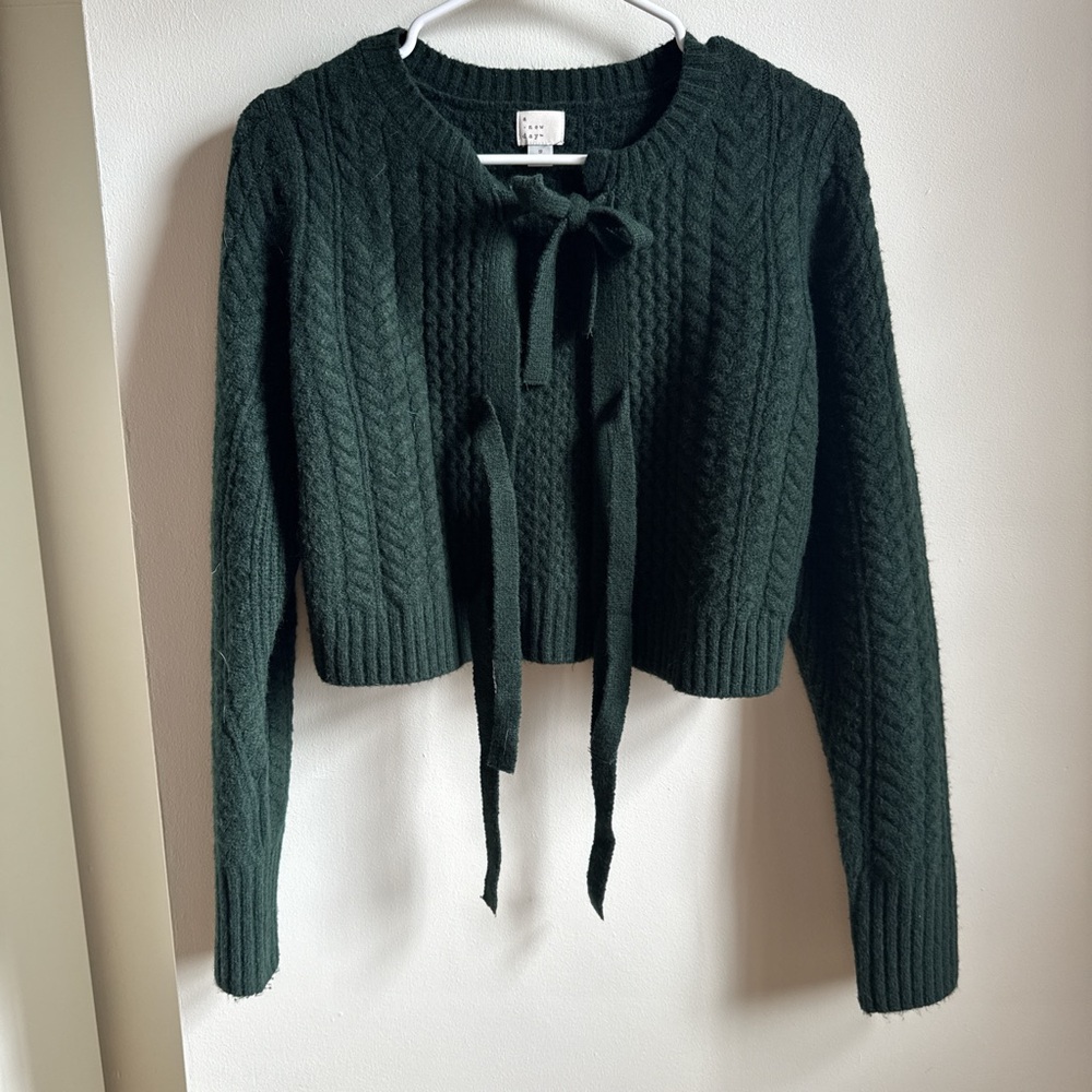 a new day Forest Green Cropped Sweater
